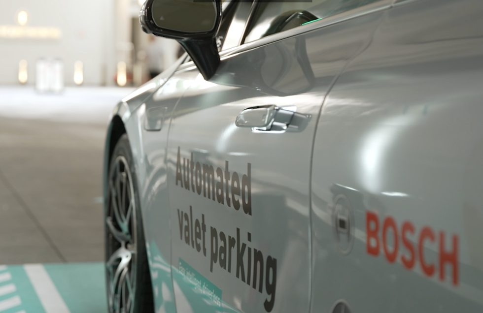 A close-up on the Mercedes-Benz 2022 EQS 580 as it starts up.