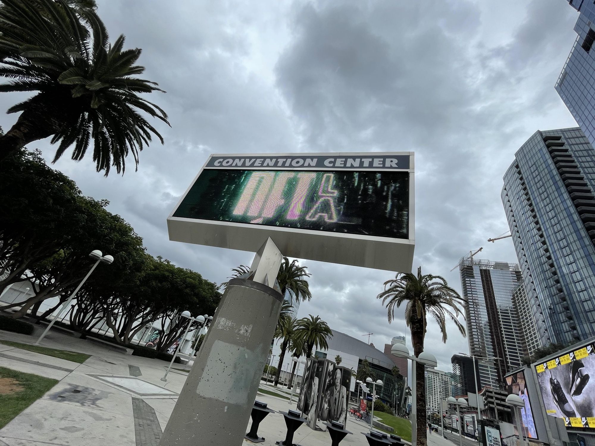 A logo for the NFT LA conference at the Downtown L.A. convention center.
