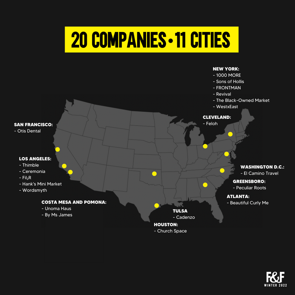 A map of the startup companies in Grid110 and Slauson & Co.\u2019s Friends & Family program.