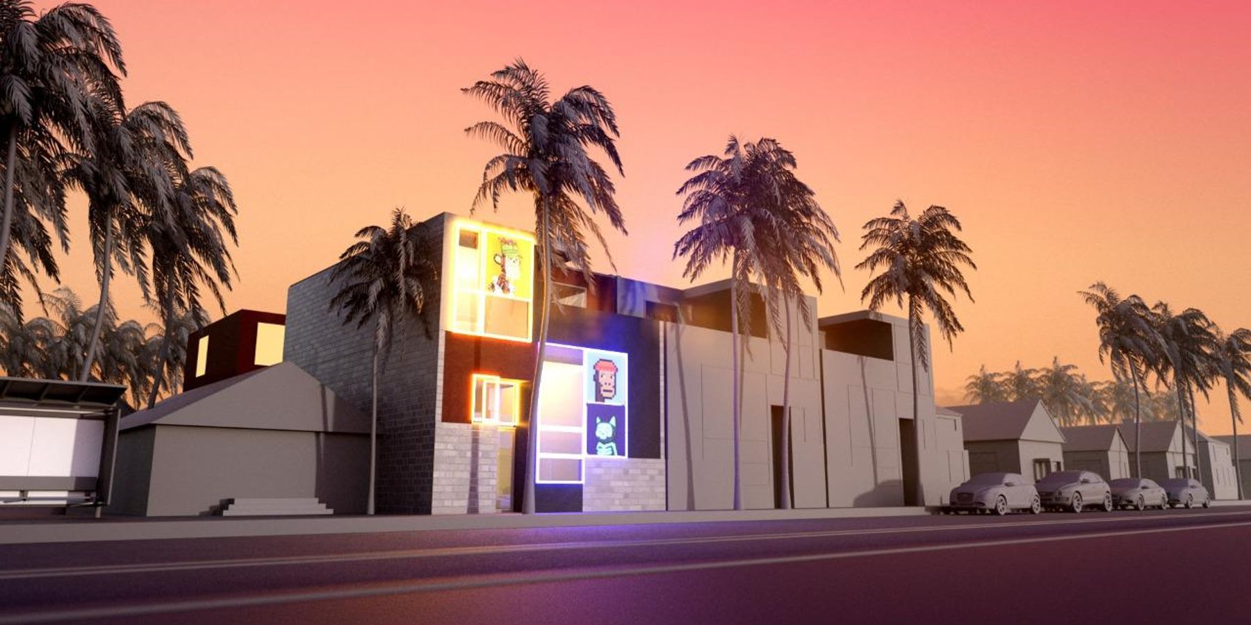 A rendering of Kollectiff's new NFT art gallery in Venice.
