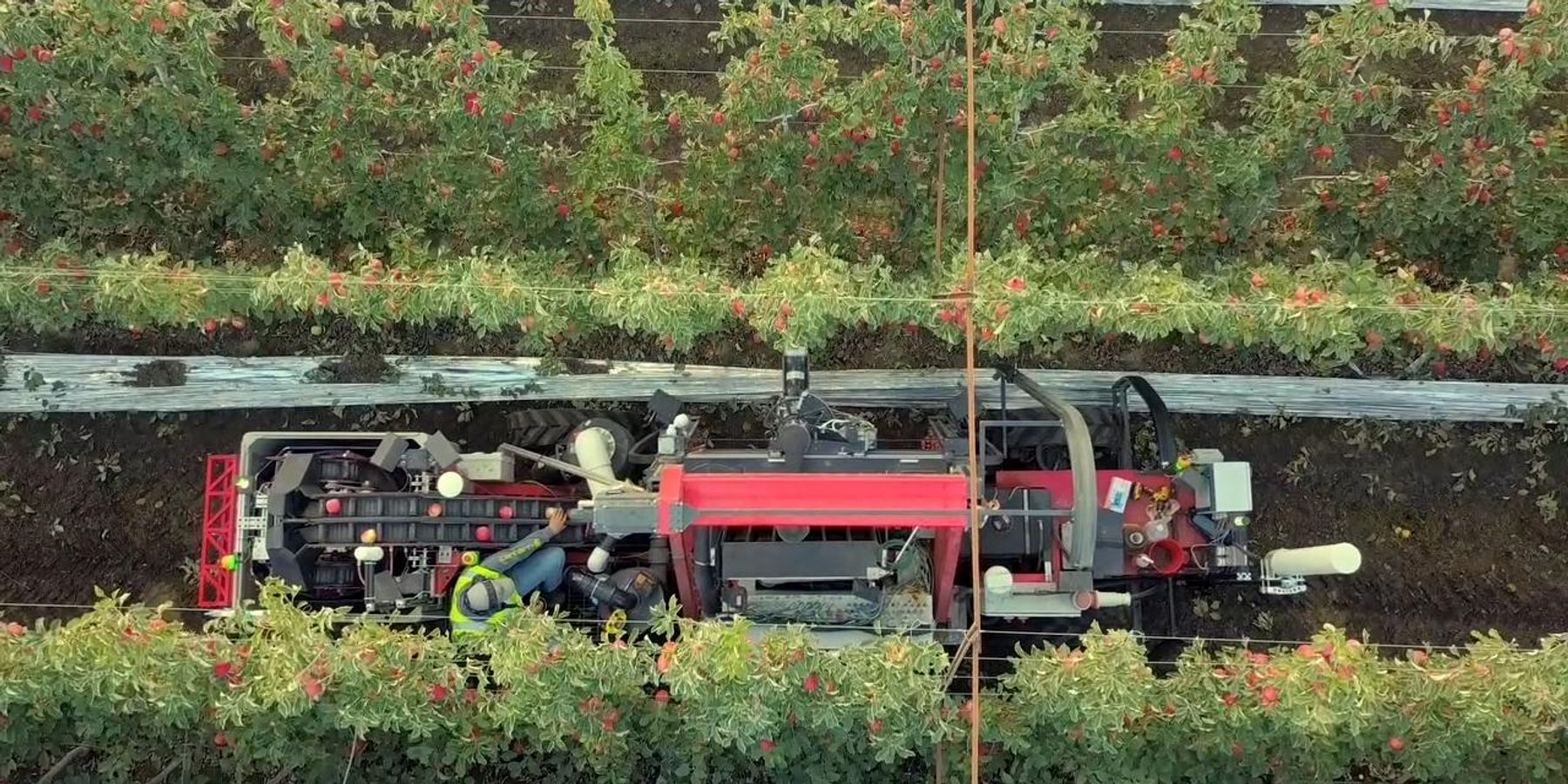A sky view of the Abundant\u2019s apple picking technology.