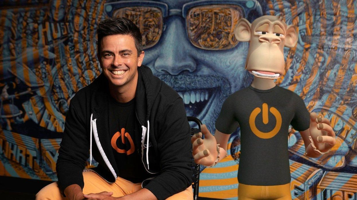 Adam Draper next to his Bored Ape