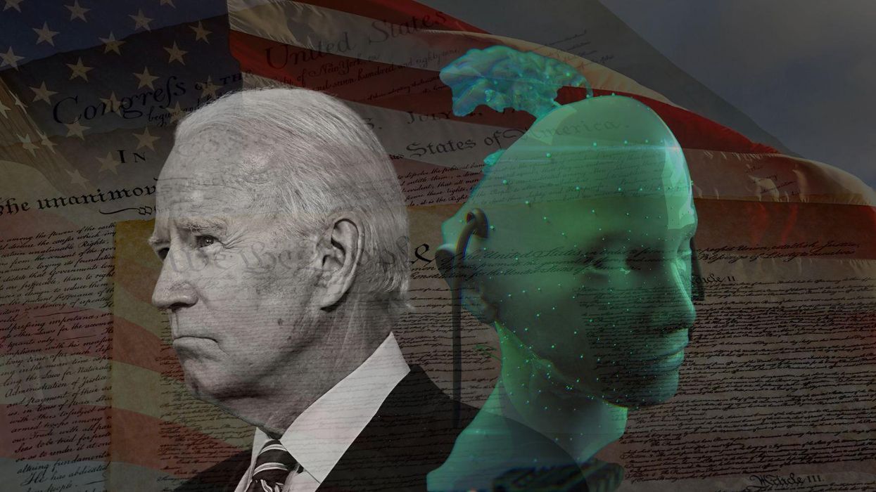 Biden and AI robot face off