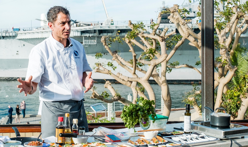 BlueNalu chef preparing seafood alternatives
