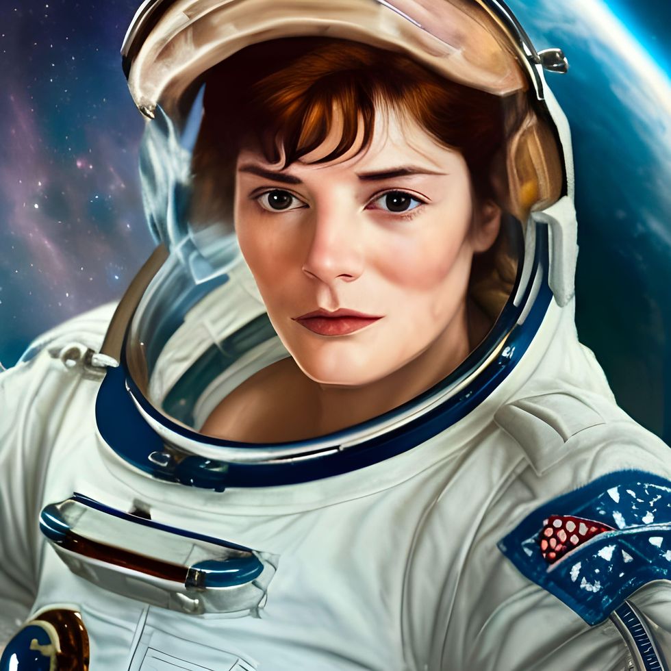 Drew in an astronaut uniform