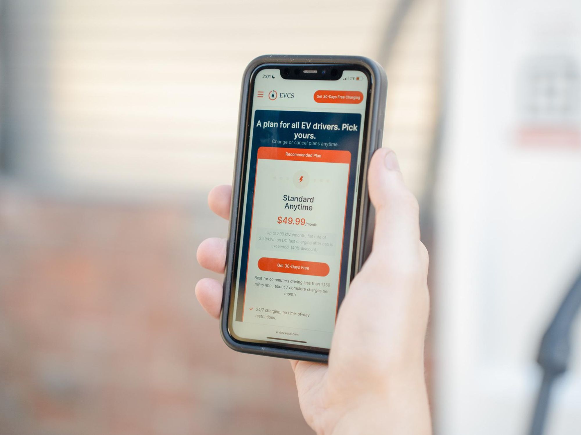 EVCS subscription plan on phone