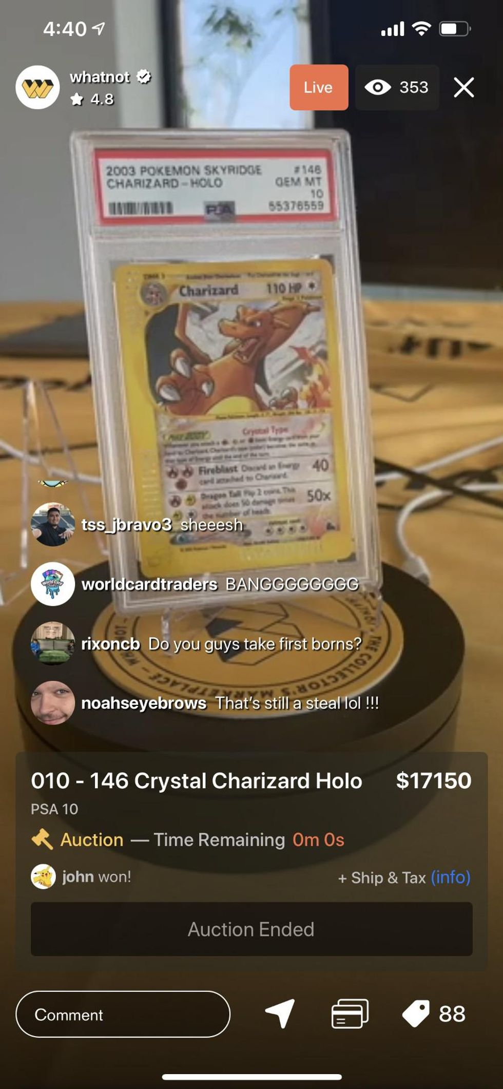 Pokemon  1st Edition Shining Charizard card