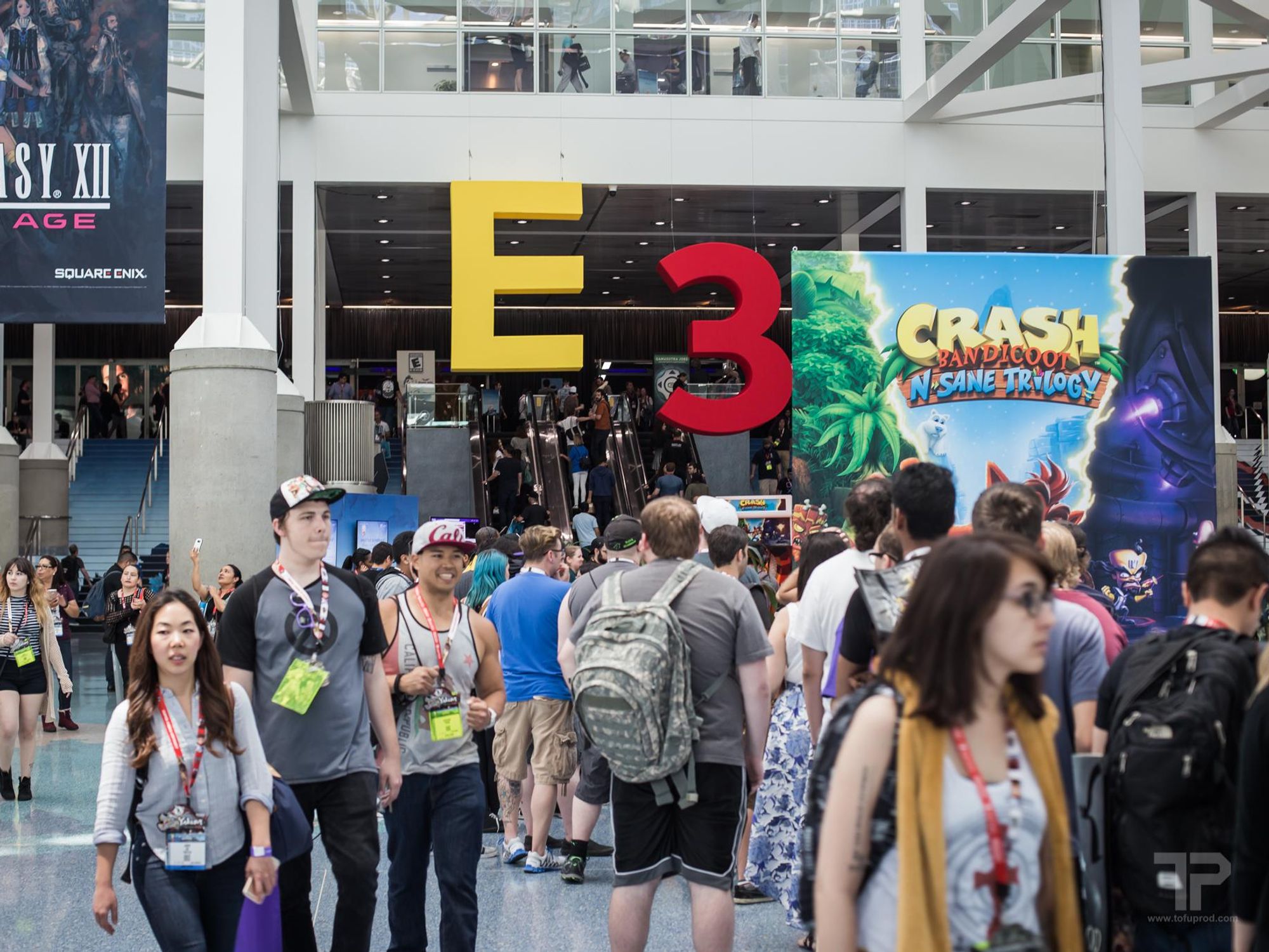 Fans walking around a the E3 convention