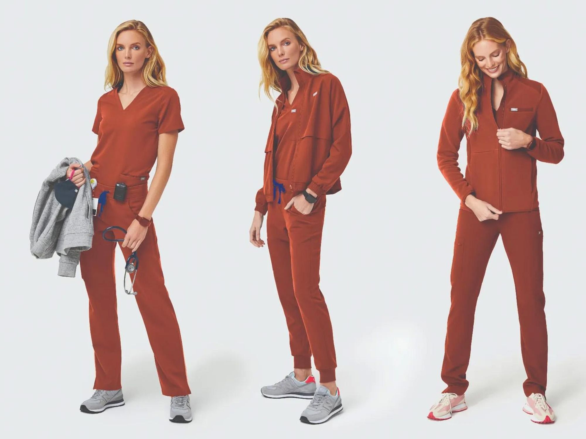FIGS model showing off scrubs