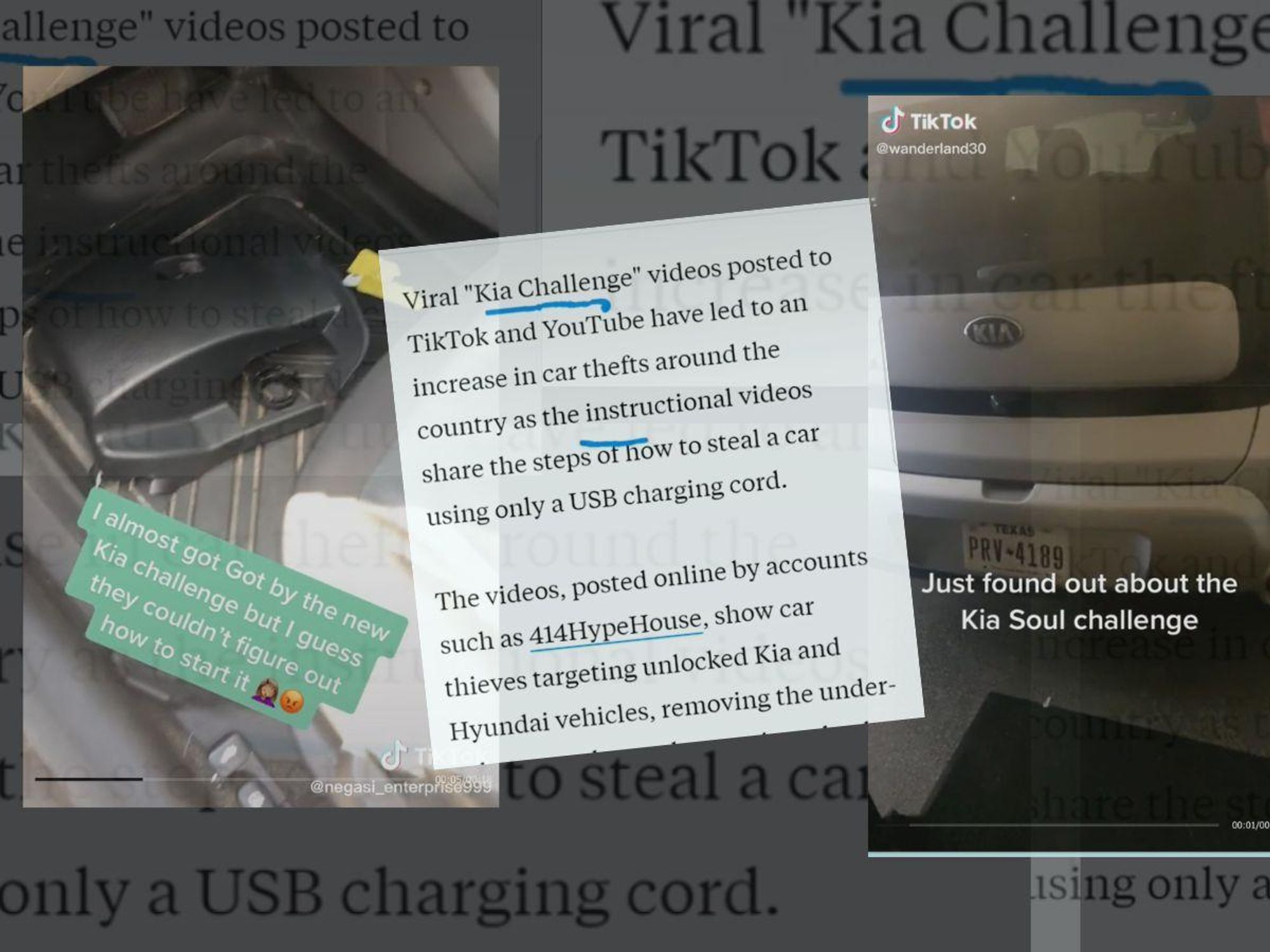 images of Kia thefts on TikTok
