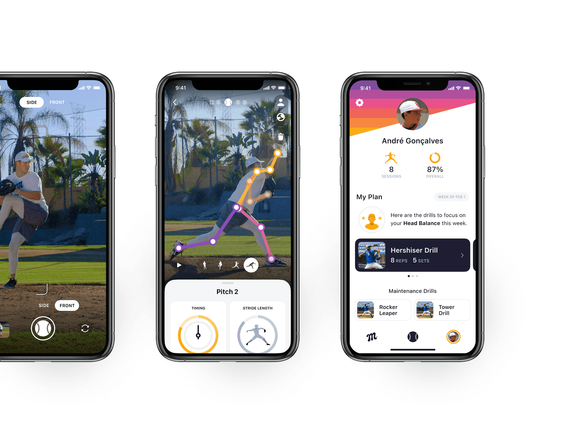 Images of the AI sports coaching app Mustard.
