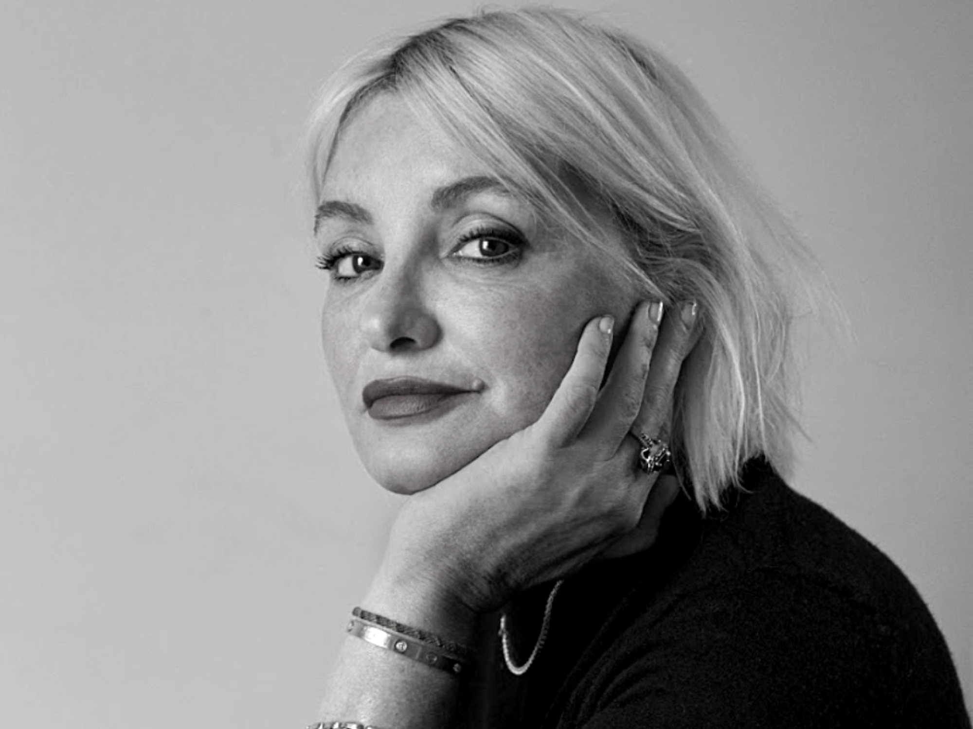 Jeanine Lobell in black and white