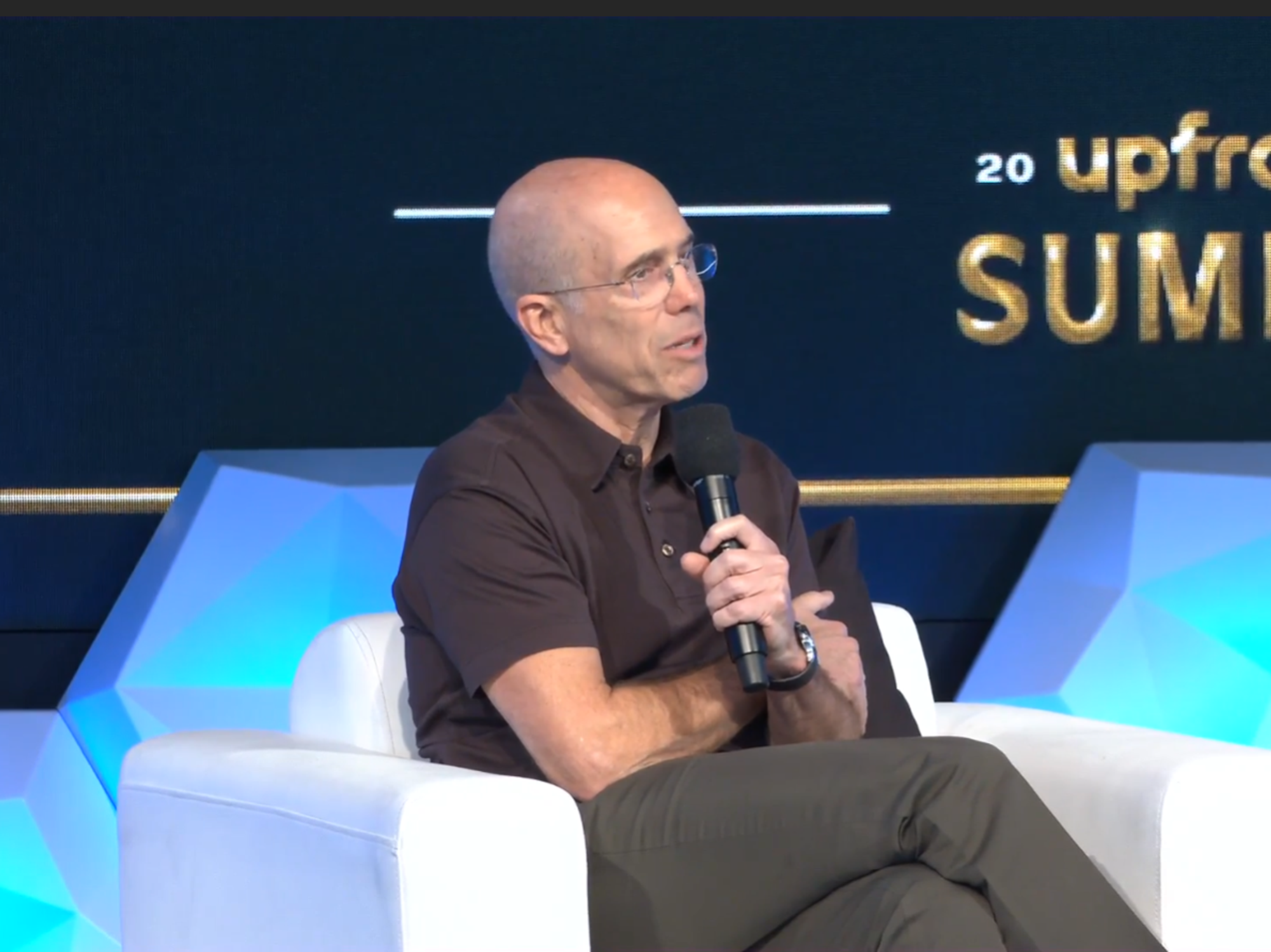 Jeffrey Katzenberg defends Quibi failings at Upfront Summit.
