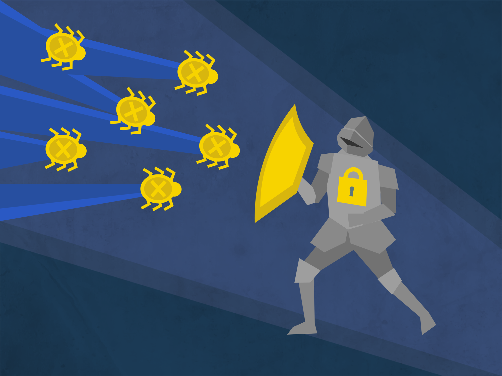 knight fighting cybersecurity bugs