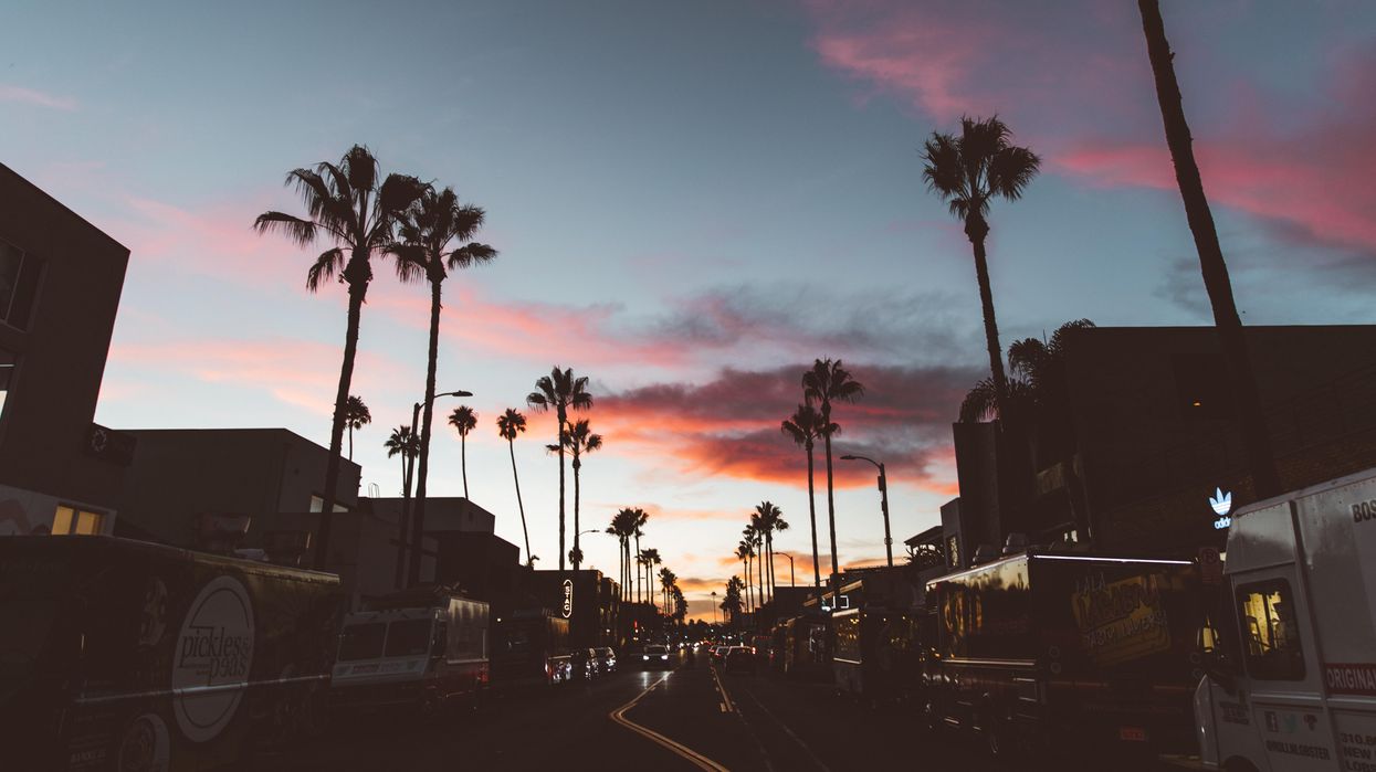 LA Sunset and cars on road