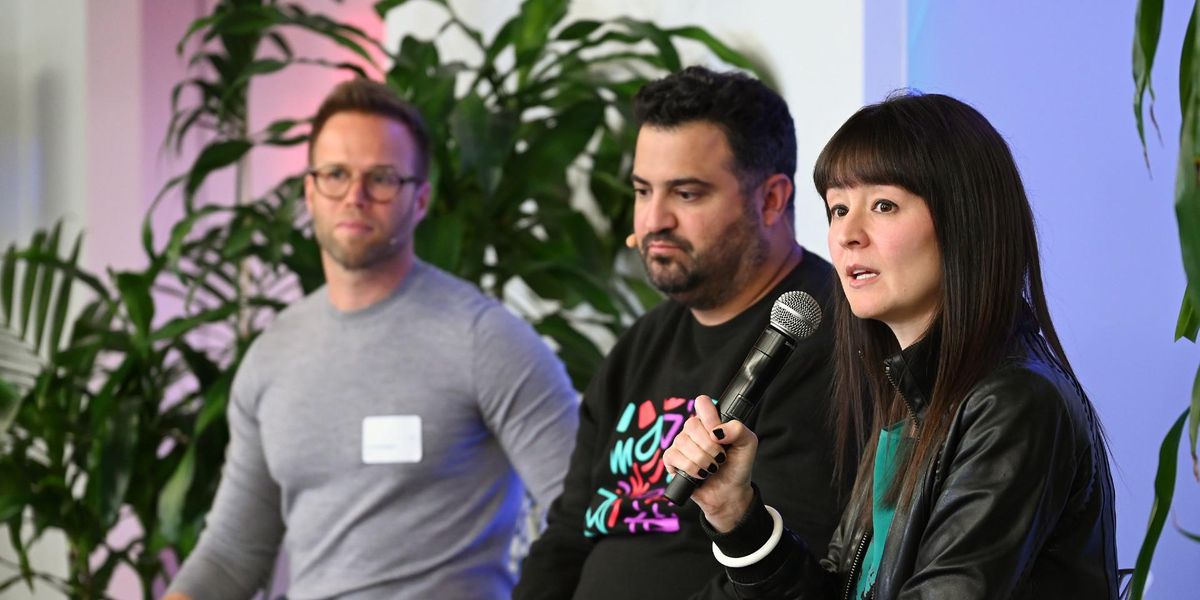 M13 co-founder Courtney Reum, Cameo CEO Steven Galanis and Lightning Labs CEO Elizabeth Stark.