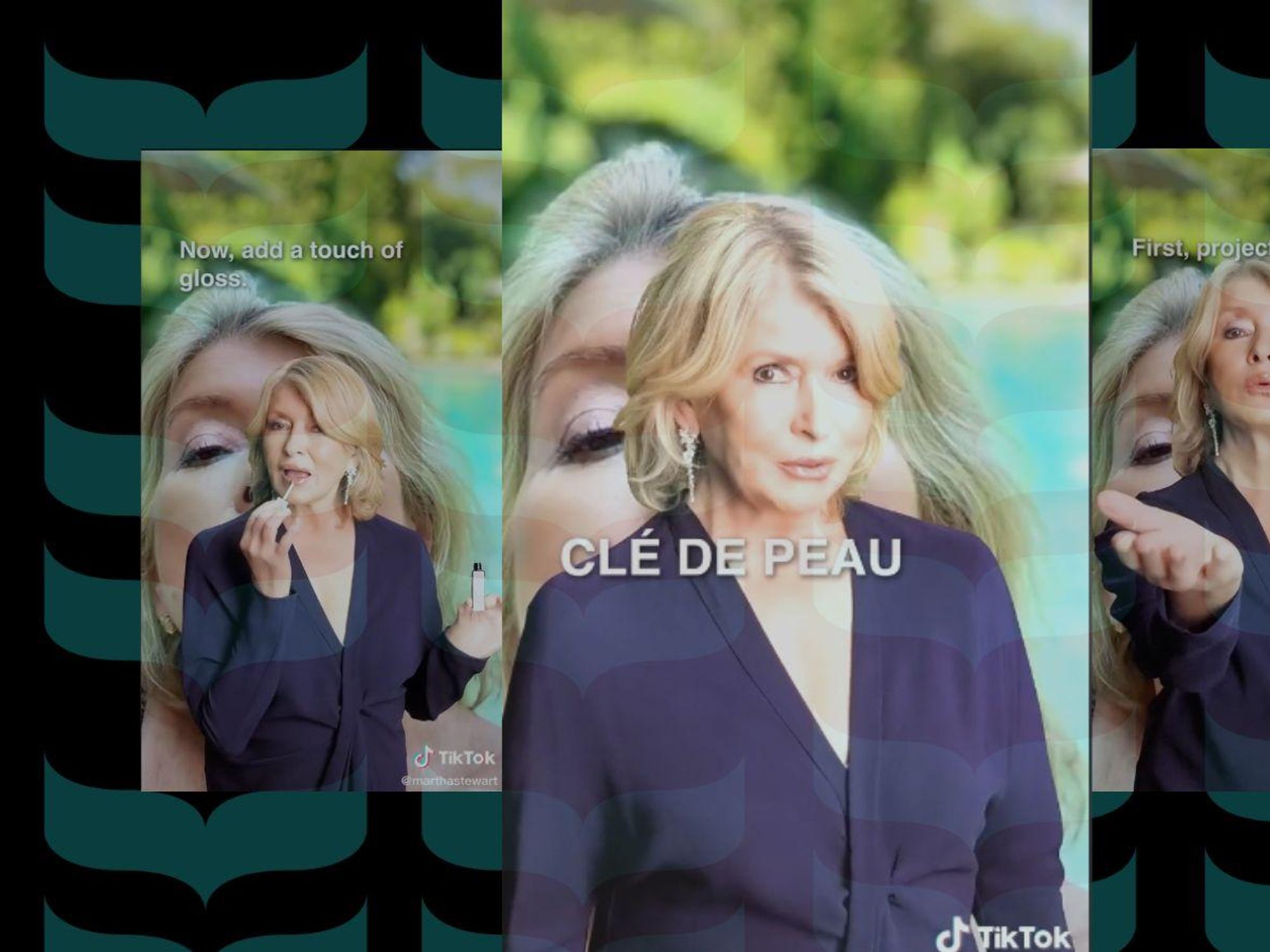 Martha Stewart in her Cle de peau campaign on TikTok