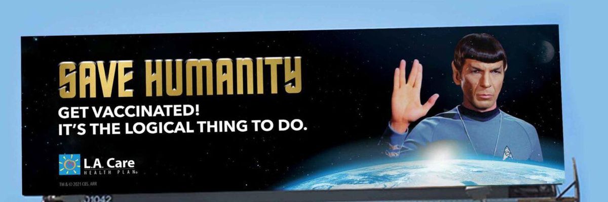 Star Trek’s Original Mr. Spock Beams Down for Vaccine-Boosting LA Billboard Campaign