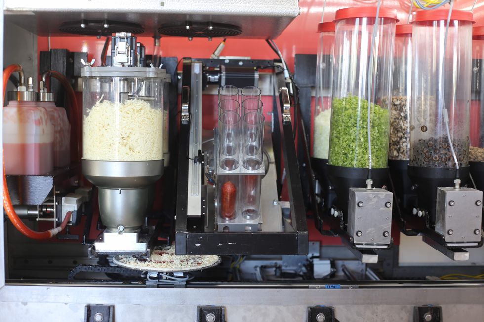 Piestro's automated pizza machine can offer six to eight different toppings.