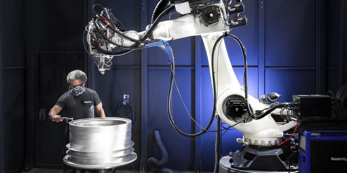 Relativity Space uses giant 3-D printers to produce components for its Terran rockets.
