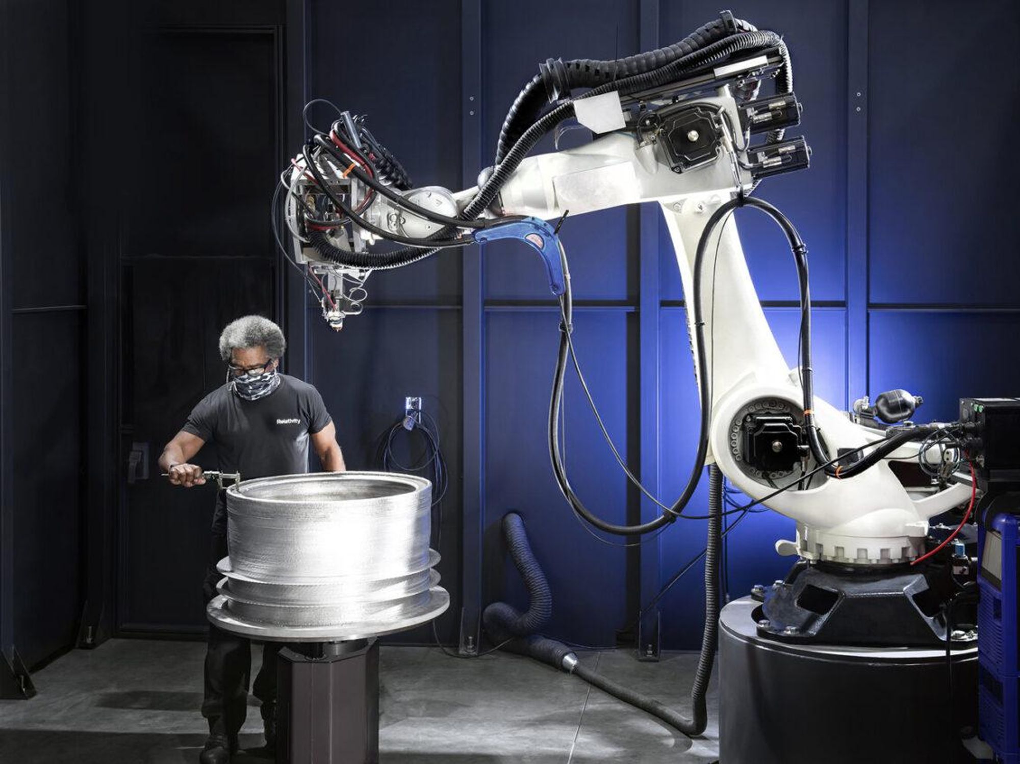 Relativity Space uses giant 3-D printers to produce components for its Terran rockets.