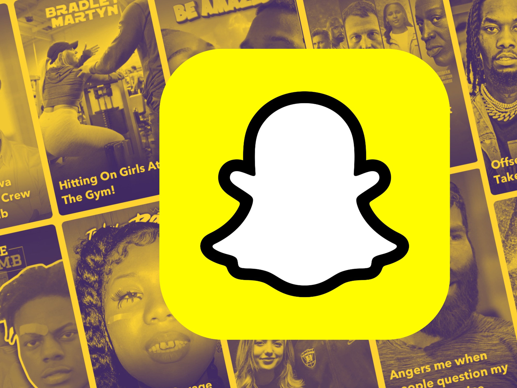 Snap logo over a bunch of snap shots