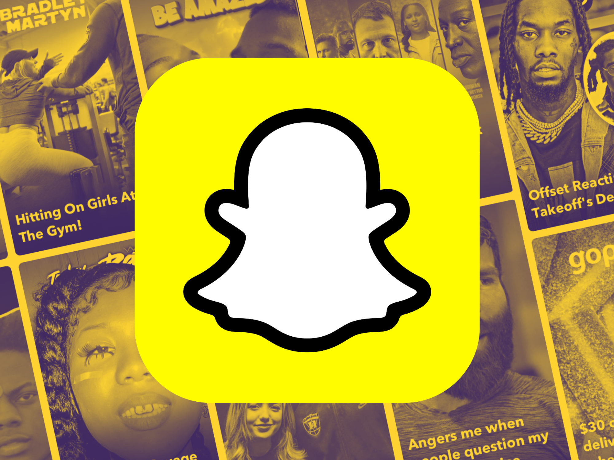 Snap logo over a bunch of snap shots
