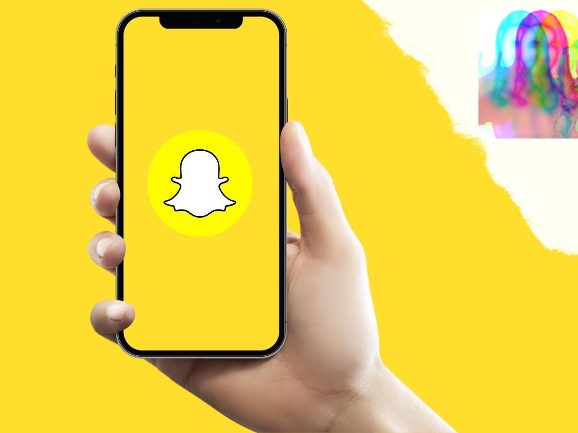 Snapchat logo and girl in background