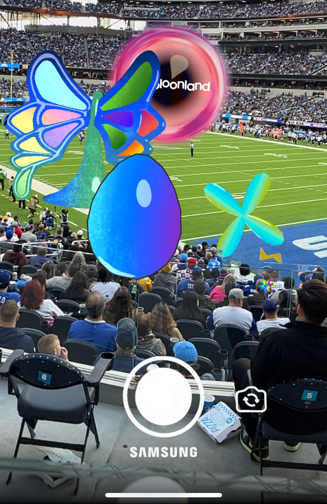 \u200bSoFI stadium now includes a metaverse app called Dreamground that displays virtual sculptures and more on the field.