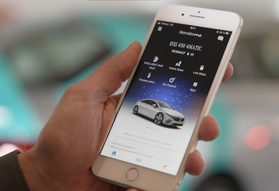Using the MercedesMe app, a driver has access to their vehicles\u2019s smart options.