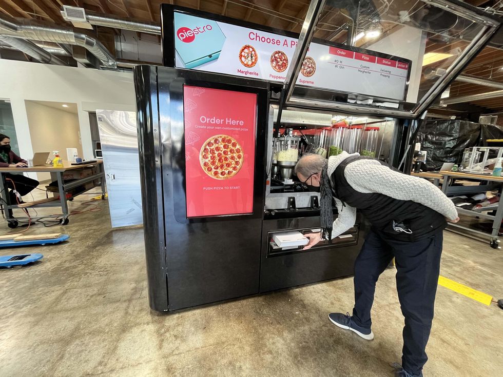 When your pizza is ready to be picked up, it will be stored down below where the pizza will stay warm.